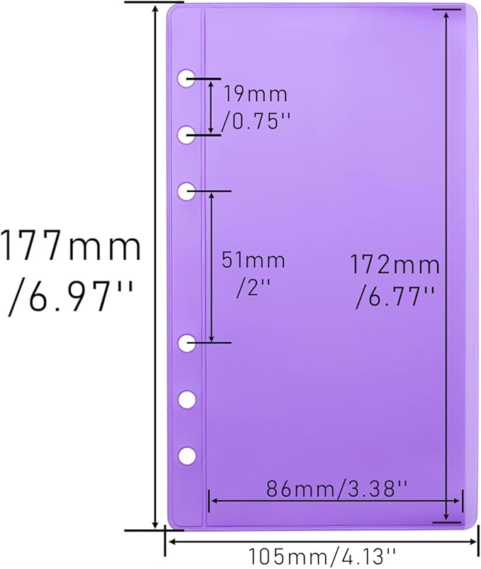 12 Purple A6 Binder Pockets Zipless Cash Envelopes Budget Binder Inserts PVC Sheet Protector for 6 Ring A6 Planner Organizer Accessories (12 Purple)