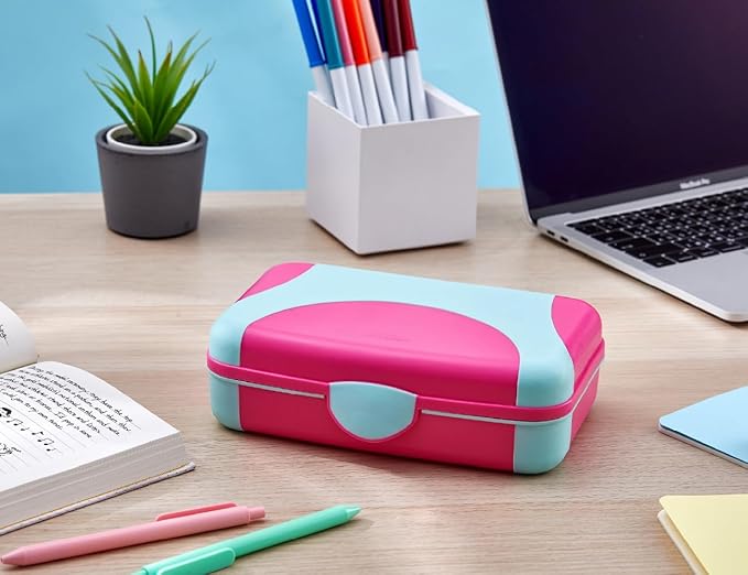 LockerMate by Bostitch Hard Pencil Case, Durable Plastic Pencil Box, Kid-Friendly Design