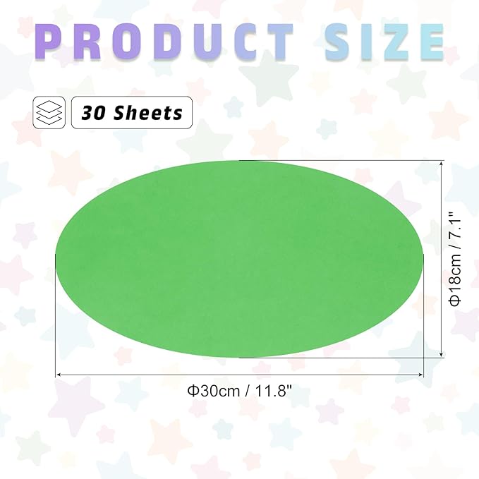 MECCANIXITY Oval Card Stock 7.1 Inch Width 11.8 Inch Length 30 Pcs 50lb/180gsm Colored Cutouts Paper Thick Cardstock Coaster for Craft Bulletin Board Decor, Green