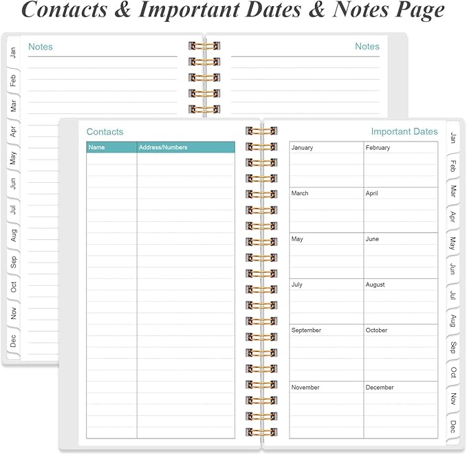 2026 Pocket Planner/Calendar - 2026 Planner from January 2026 - December 2026, Planner 2026 with 12 Tabs, Twin-Wire Binding, Inner Pocket, 3.75" x 6.75", Pink