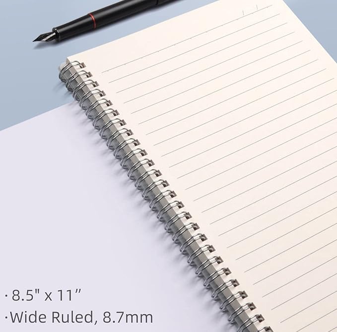 Spiral Notebook, Wide Ruled Notebook Journal, 8.5" x 11" Lined Journal Notebook Pack, A4 Large Subject Notebook for School, Work, Notes, 560 Thick Paper, 24pcs Index Tabs, Assorted Pastel Notebook