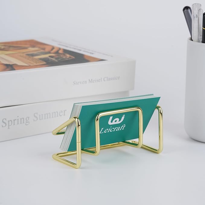 Business Card Holder for Desk, Cute Metal Card Organizers and Office Desk Accessories for Men and Women (Silver)