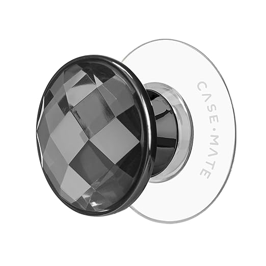 Case-Mate Minis - Cell Phone Stand/Grip - Suction Cup Cell Phone Holder [Removable for Wireless Charging] for iPhones, Android Smartphones, Kindles & More - Black Crystal