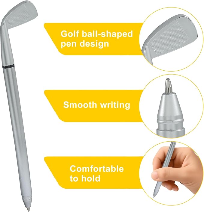 BokWin 25 Pack Golf Ballpoint Pen， Mini Golfing Club Props - Funny Sports Themed Black Ink Writing Instruments for Students, Coworkers, Office Use, and Stationery Supplies Gift Idea