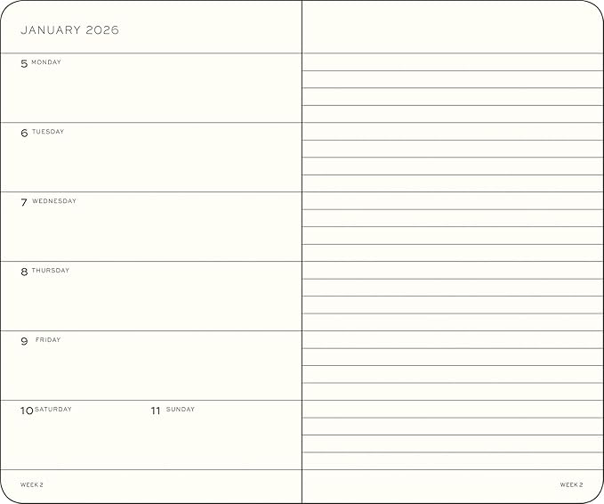 LEUCHTTURM1917 - Weekly Planner & Notebook 2026, Softcover, Pocket (A6), Ruled, Black (Jan 1 - Dec 31, 2026)