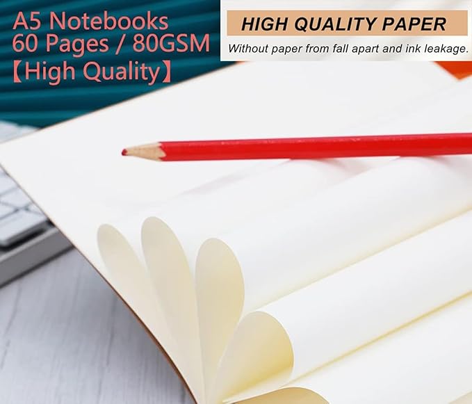 24 Pack A5 Kraft Notebook,Blank Pages - 60 Pages (30 Sheets),Sketch Book Bulk, 8.3”x 5.5”Small Kraft Notebook