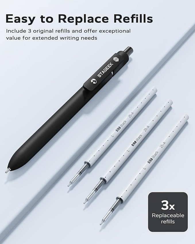 Black Gel Pens, 12Pcs Fine Point Smooth Writing Pens with 3 Extra Refills, Quick Dry Black Ink Pens for Journaling, Office, Note Taking, School Supplies, Nurse Aesthetic(Black)