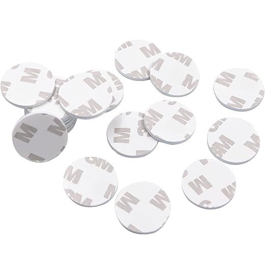 Double Sided Adhesive Pads,Round Sticky Pads Heavy Duty,Strong Mounting Tape,Pre-Cut Foam Pads, Waterproof for Walls Picture, Car, Home, Office (2 x 25mm)