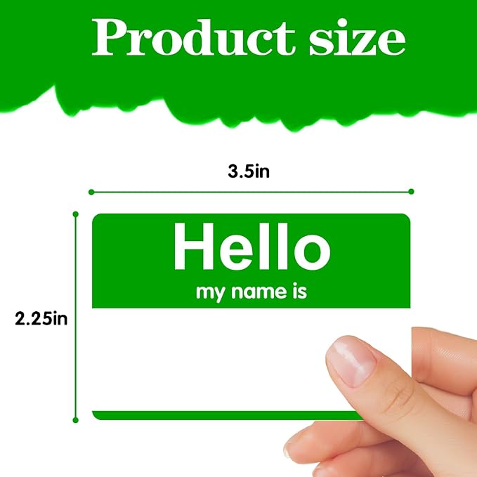 200 Pcs St. Patrick's Day Name Tags Stickers, 3.5" x 2.25" Hello My Name is Stickers, Green Name Tag, Adhesive Label Sticker for Office, Meeting, School, Teachers and Mailing