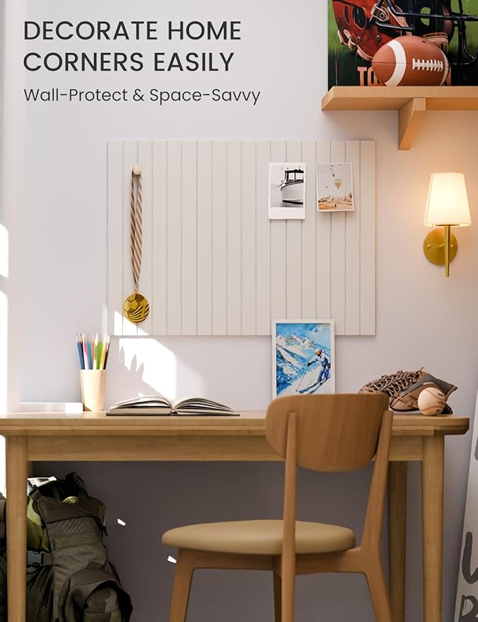 Fluxynara Felt Bulletin Board Tiles -28"x18" with 40 Adhesive Tabs, Cork Board Alternative for Office Decor, Push Pin Board Wall Organizer 6-Pack (Milky White)