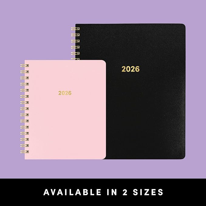 PAPERAGE 2026 Weekly & Monthly Planner, 12 Months (January 2026 - December 2026), 9.2 in x 11.2 in, Spiral Bound 2026 Planner with Weekly, Monthly & Yearly Views, Note Pages & Inner Pocket – Black