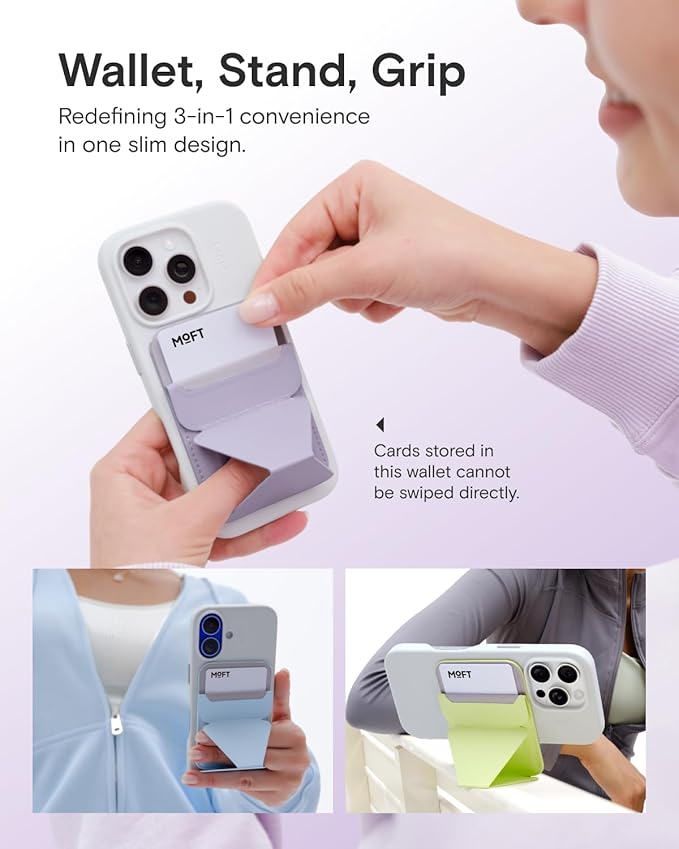MOFT Magnetic Wallet Stand Compatible with iPhone 17/16/15/14/13/12 Series, Angle Adjustment & Magsafe Compatible MOVAS Phone Stand,Peppermint