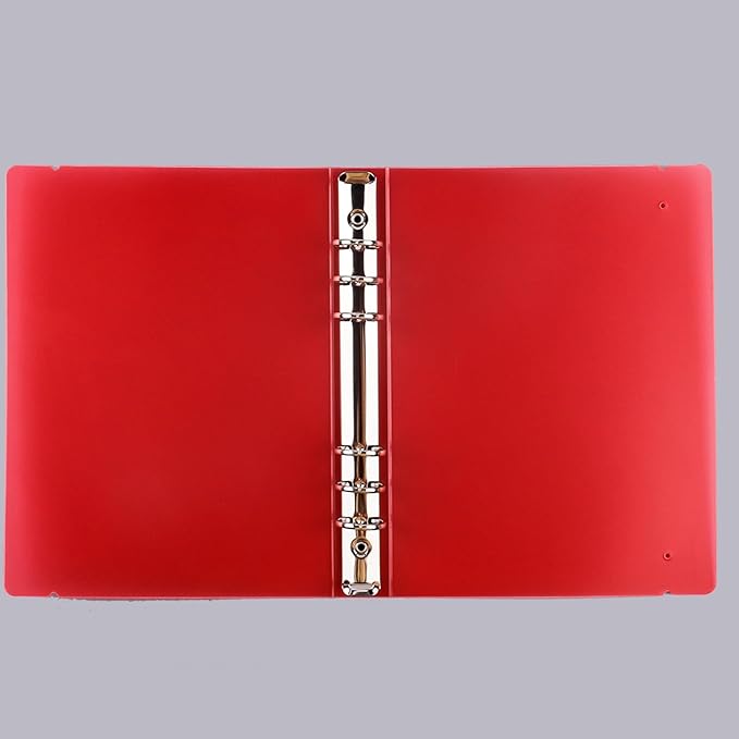 A5 6 Ring Binder Cover with Snap Button Closure Loose Leaf Folders Journal Notebook File Shell Protector for 6 Hole Planner Pages Refill Insert DIY Scrapbooking Stamp & Die Storage (Red)