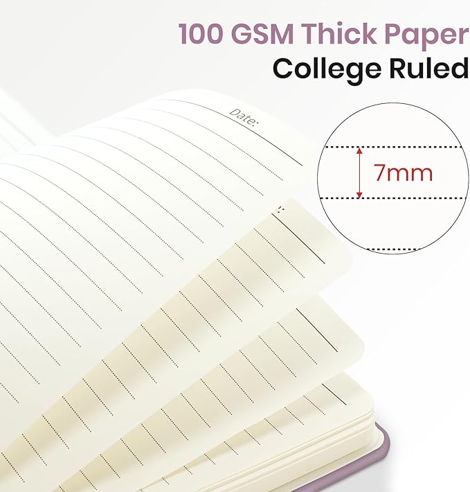 Lined Spiral Journal Notebook for Women, 6 Pack, A5 College Ruled Journals for Writing, Hardcover Notebooks for Work, Note taking and Office School Supplies,140 Pages, 6 Pcs - Multi
