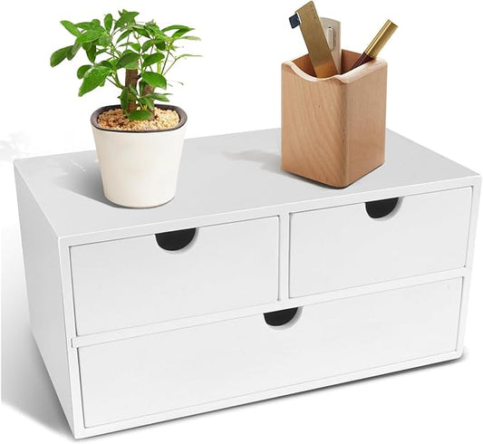 Desk Organizer with Drawers Countertop Drawer Organizer Drawers for Desk Top Home Office Workspace Bathroom Toiletries Supplies (white)