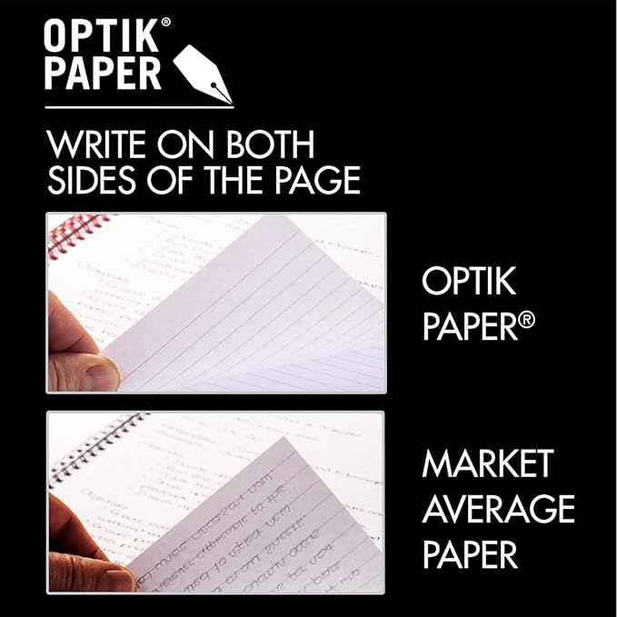 Black n' Red Notebooks, Business Journals, 3 Pack, 8-1/4" x 5-7/8", 70 Sheets, Ruled, Optik Paper, Scribzee App, Flexible Poly Cover, Wirebound, Black (400161061)