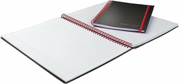 Black n' Red Notebook, Business Journal, 11-3/4" x 8-1/4", 70 Sheets, Ruled, Optik Paper, Scribzee App, Flexible Poly Cover, Wirebound, Black (E67008)