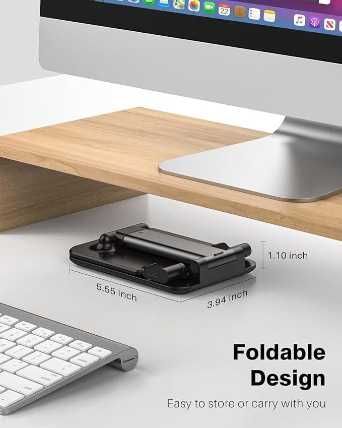 Anozer Tablet Stand Foldable & Adjustable, Monitor Stand 5.55*3.94" Wide, Fit for iPad Holder Stand Compatible with iPad Pro 11, 12.9/iPad 10.9 10th, Surface Pro, Portable Monitor 4.7-15.6"