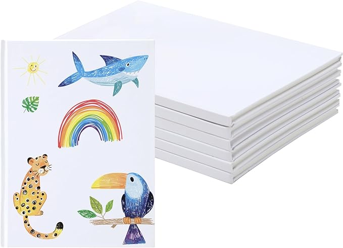 EOOUT 6 Pack White Hardcover Blank Book 6x8 Inch, 40 Pages Hardcover Blank Book for Kid to Write Stories Draw Sketch, Unlined Thick Perforated Pages