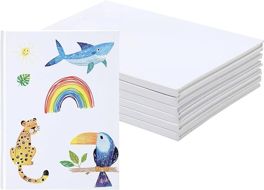 EOOUT 6 Pack White Hardcover Blank Book 6x8 Inch, 40 Pages Hardcover Blank Book for Kid to Write Stories Draw Sketch, Unlined Thick Perforated Pages