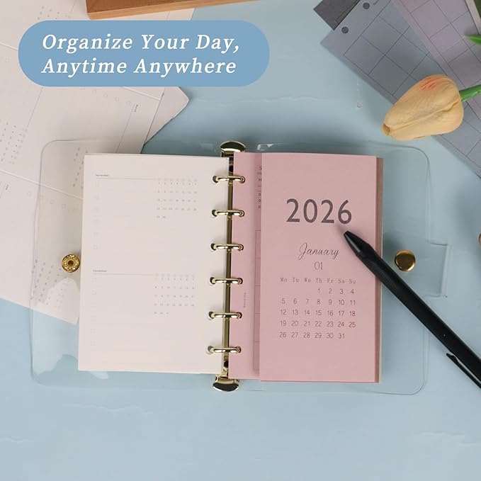 Koqye 2026 A7 Tri-Fold Monthly Planner Refills Kit, Foldable 5x3.1 in, Colorful Monthly Refills Jan-Dec 2026 with Goals, To-Do Lists, Notes, for Planning Organization