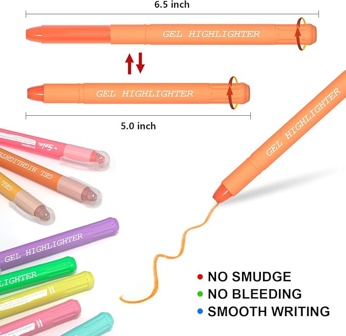 feela 12 Colors Bible Gel Highlighters, Gel Highlighter Markers Study Kit, Good For Highlighting Journal School Office