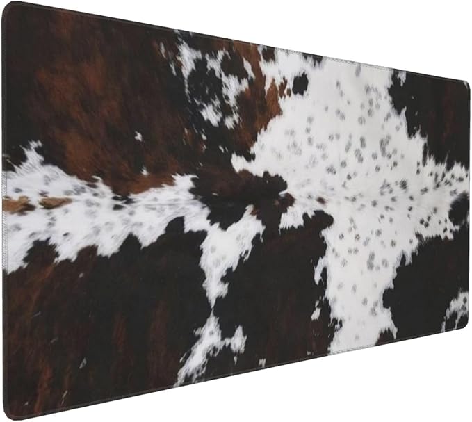 Gaming Mouse Pad, Large Non-Slip Rubber Base Mousepad, Keyboard Mouse Mat, Desk Pad with Stitched Edges,35.4x15.7inch, Brown Cowhide