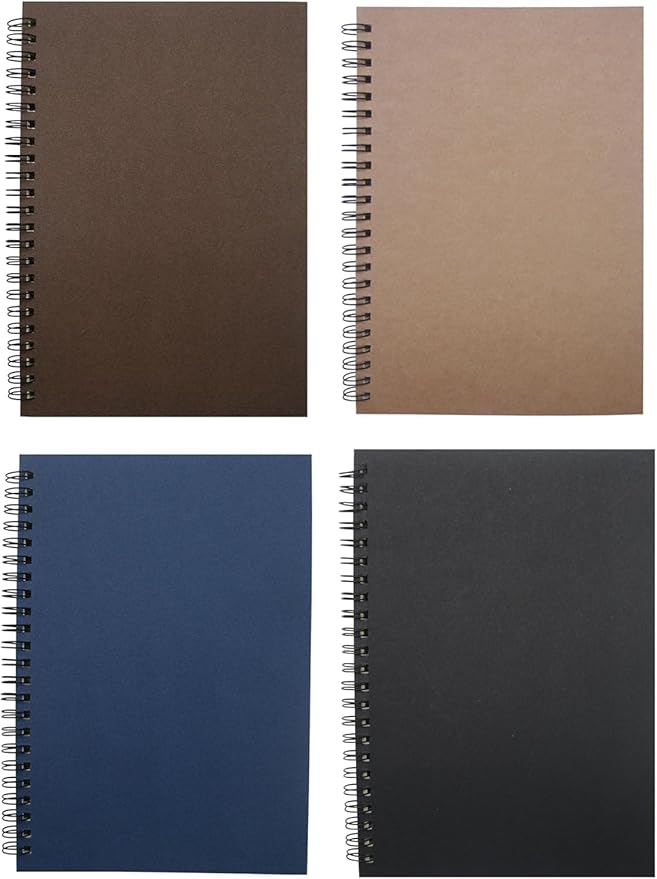YYaaloa 8-Pack A5 Lined Sketch Book Soft Cover Spiral Notebooks Journals 120 Pages 5.7" x 8.3" Cream colored paper (A5 Lined 4 color 8pcs)