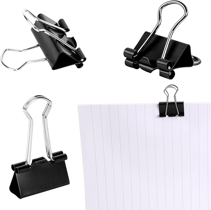 JANYUN Small Binder Clips, 150Pcs 19mm/0.75 Inch Small Paper Clamps Metal Clips for Office School Home Supplies (Black)