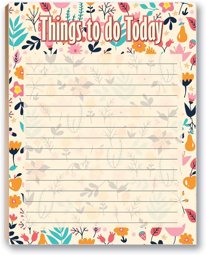 Stonehouse Collection | Floral Notepads | 4 To Do List Assorted Notepads | USA Made Blank Notepads (Floral)