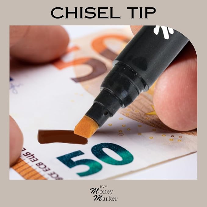 HVM Counterfeit Money Detector Pen (500 Counterfeit Pens) - Money Marker Bill Detector Pen with Upgraded Chisel Tip - Detect Fake Bills, Universal False Currency Checker Pack