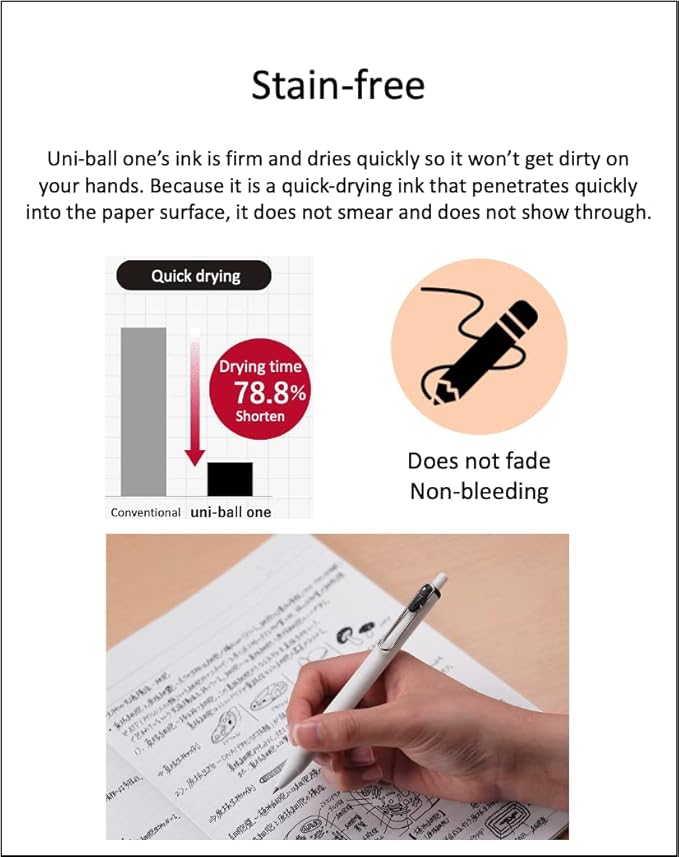 Uni-Ball one 0.38mm - Can be Clearly written Gel pen, 8 Colors, Sticky Notes Value Set