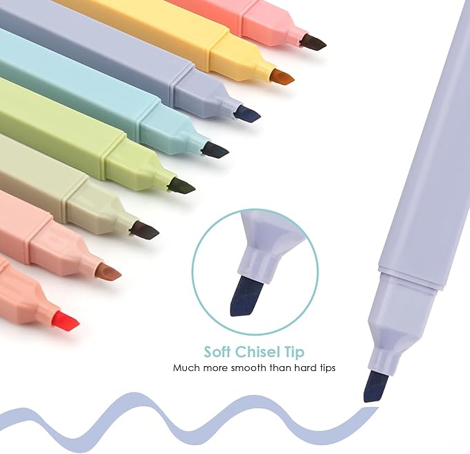 YISAN Highlighters Assorted Colors No Bleed,Book Pastel Highlighters Bible Pens,Soft Tip for Journal,Aesthetic,Vintage,70979