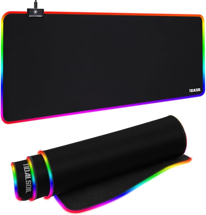 RGB Gaming Mouse Pad, 31.5 x 11.8 Inch Oversized Mouse Mat with 12 Light Modes, Non-Slip Rubber Base, Large Keyboard Pad for PC Gaming, Office, Black