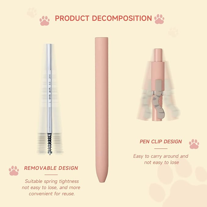 Cat Pens, 4 Pcs 0.5mm Japanese Pens, Cute Kawaii Black Ink Fine Point Smooth Writing Pens (4 Pcs Morandi Cat)