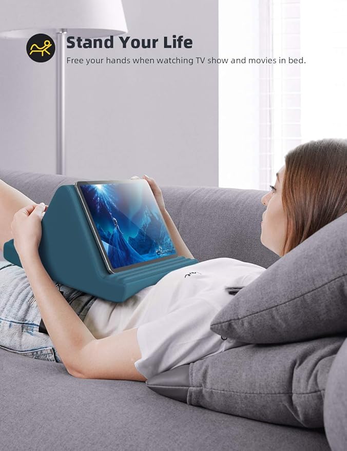 Lamicall Tablet Pillow Stand, Pillow Soft Pad for Lap - Tablet Holder Dock for Bed with 6 Viewing Angles, for iPad Pro 9.7, 10.5, 11, 12.9 Air Mini 4 3, Kindle, Galaxy Tab, E-Reader, Blackish Green