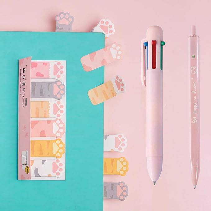 9Pcs Pink Cute Cat Stationery Gifts Set School Supplies Kawaii Japanese Stationery Christmas Birthday GIFS Includes Pencil Sharpener Highlighter Correction Tape Pens Ruler for Office School Supplies