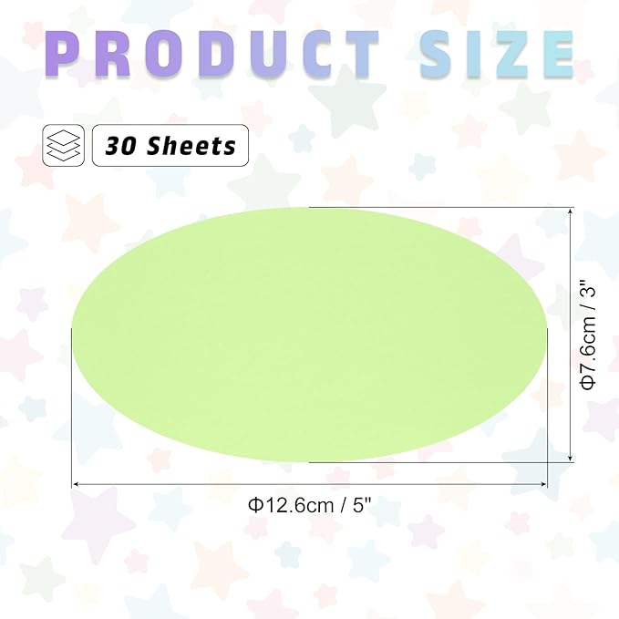 MECCANIXITY 30pcs Oval Card Stock 5 Inch 50lb/180gsm Thick Cutouts Coaster Paper for Craft Bulletin Board Decor, Light Green
