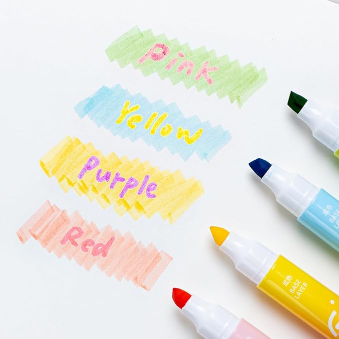 Pastel Highlighters and Highlighter Set for School - 8 Assorted Colors, Dual Tip 4-Pack with No-Bleed Quick Dry Ink, Chisel & Bullet Tips(macarom)
