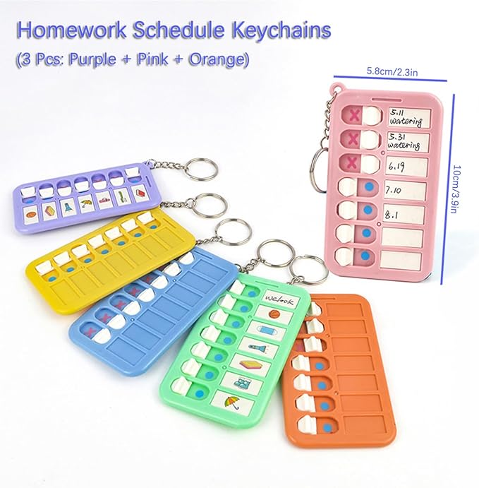 Chore Planning Chart Key Chains 3 Pcs Chore Schedule Key Rings Daily Weekly Memo Checklist Boards for Kids Adults Habit and Behavior Planner Tracker