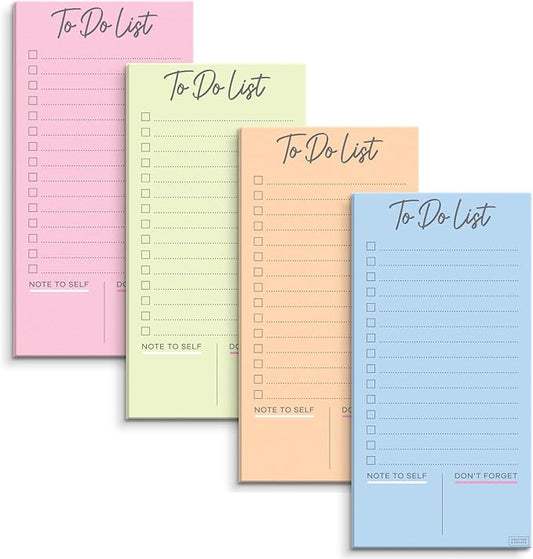 S&O Colorful Magnetic To Do List for Refrigerator - 4 Pack Magnetic Notepads for Refrigerator - Fridge sheets with Magnet - Adhesive Sheet Pads for Freezer- Grocery List Notepads - 3.5x7”, 45 Page