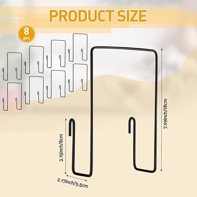 8 Pack Wall Grid Panel Accessories Gridwall Shelf Metal Wire Magazine Holder Literature Display Book Mail Card File Organizer Bookshelf Hooks for Exhibition Trade Show Office Retail (Black)