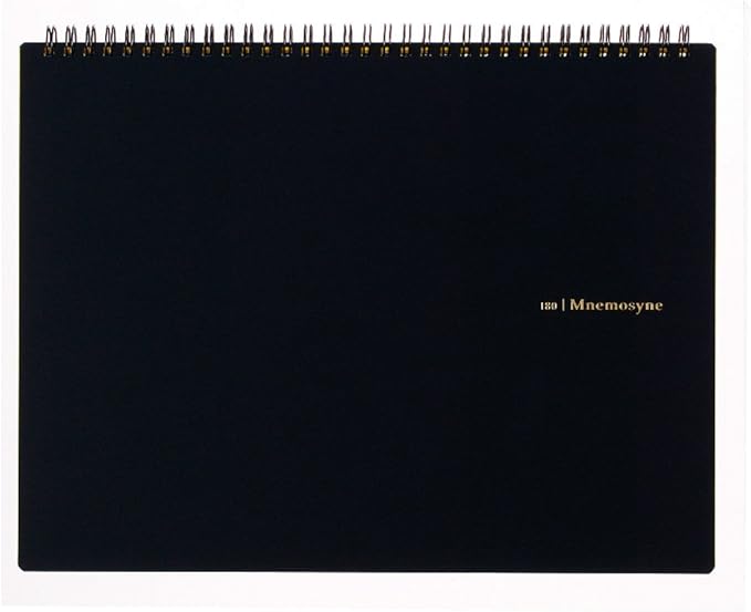 Maruman MNEMOSYNE Notebook 8.66 x 11.69 Inches (Horizontal A4), 5mm-squared, 70 Sheets (N180A), black