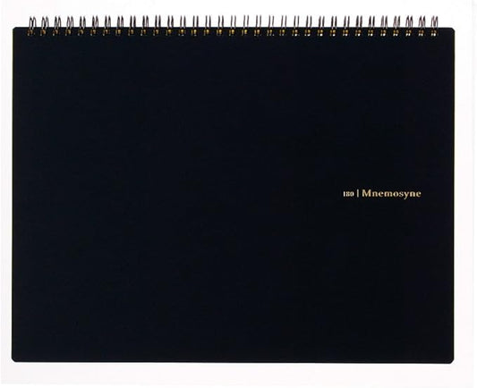 Maruman MNEMOSYNE Notebook 8.66 x 11.69 Inches (Horizontal A4), 5mm-squared, 70 Sheets (N180A), black