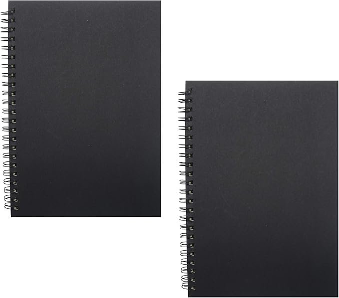 YYaaloa 4-Pack A5 Lined Sketch Book Soft Cover Spiral Notebooks Journals 120 Pages 5.7" x 8.3" Cream colored paper (A5 Lined black 4pcs)