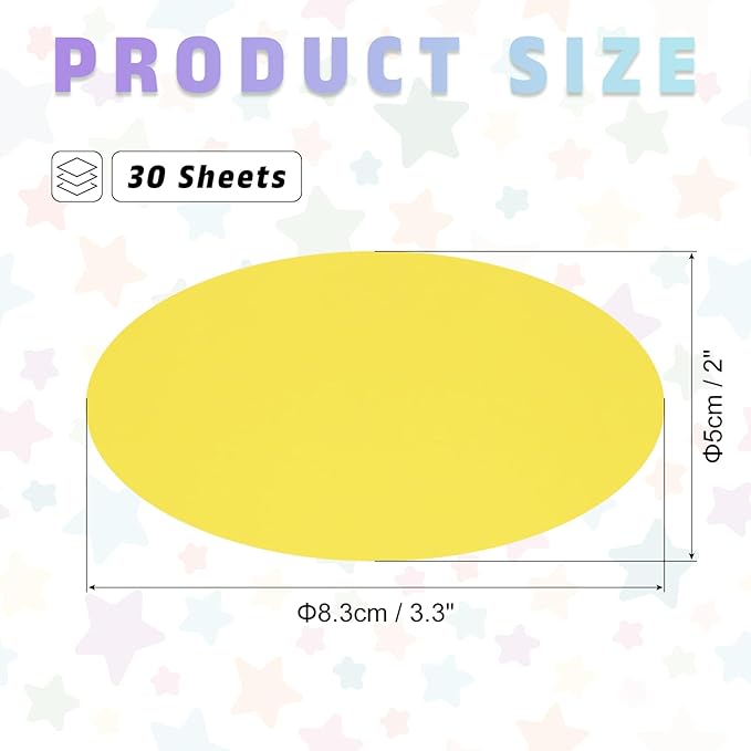 MECCANIXITY 30pcs Oval Card Stock 3-3/10 Inch 50lb/180gsm Thick Cutouts Coaster Paper for Craft Bulletin Board Decor, Deep Yellow
