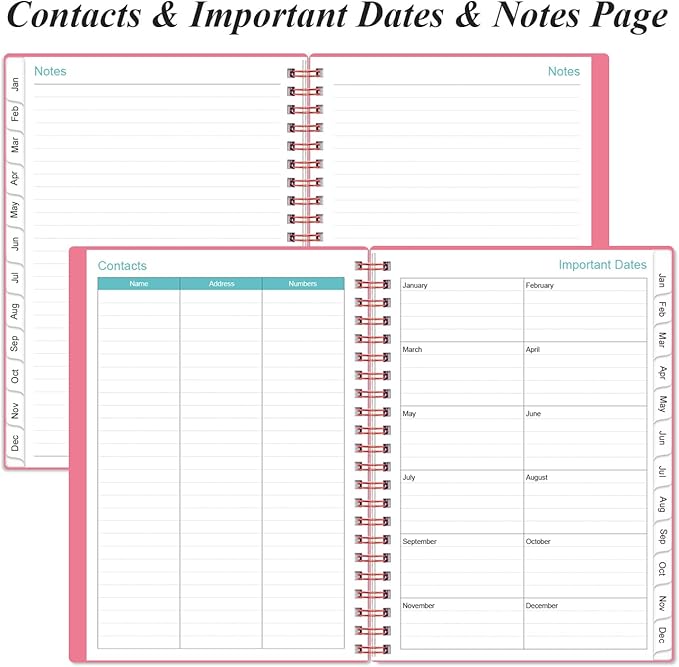 Planner 2026 - A5 Weekly & Monthly Planner Spiral Bound, January 2026 - December 2026, with Flexible Cover, Tabs, Inner Pocket, 6.4" x 8.5", Pink