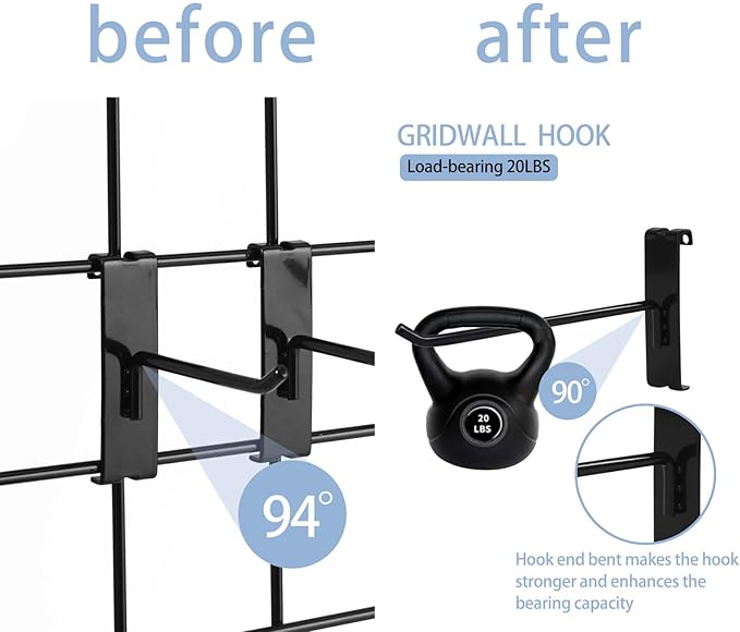 Gridwall Hooks 6 Inch,50PC Display Hooks for Grid Wall Heavy Duty Gridwall Hook for Grid Wall Panel Gridwall Peg Hook Black