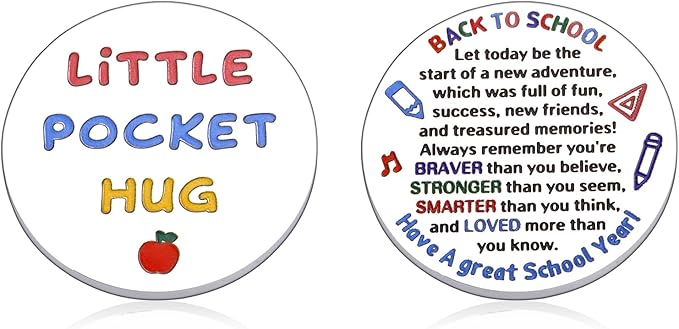 VANLOVEMAC First Day of School Gifts Dorm Room Essentials for Girls Boys Back to School Gifts Inspirational Pocket Hug