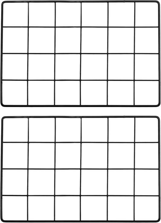 PATIKIL 12x8 Inch Wall Grid Panel, 2 Pcs Metal Wire Photo Wall Decorative Grid for Photo Display Hanging Picture Memo Home Decorations, Black